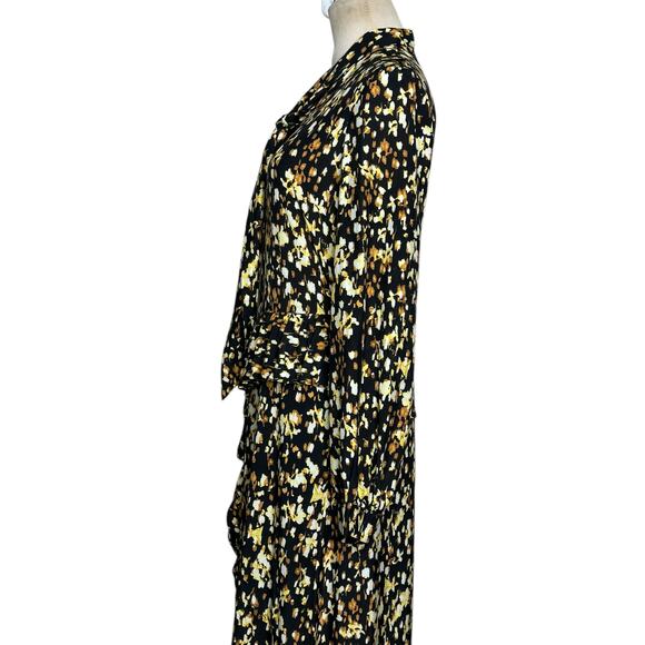 & Other Stories black yellow long sleeves ruffle asymmetrical midi dress size 2 - Picture 8 of 16